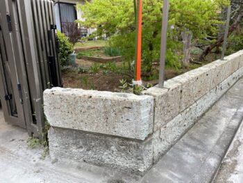 土浦市W様邸　外構工事　大谷石天端モルタル仕上げ用枠設置をおこないました