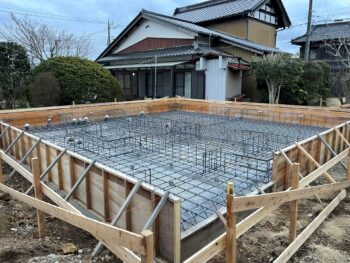 つくば市M様邸　新築工事　基礎工事　鉄筋組みをおこないました