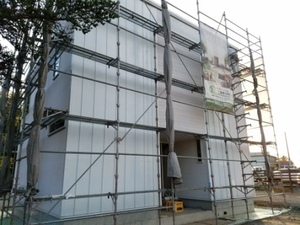 つくば市モデルハウス_外壁施工中です