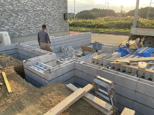 つくば市I様邸 新築工事 外構工事 ブロック積みをおこないました